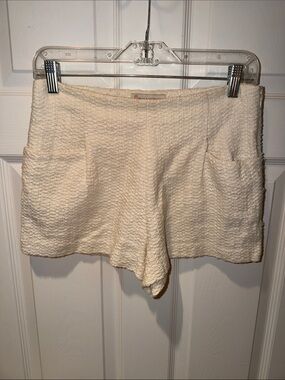 High-Waist Cream Textured Women’s Shorts